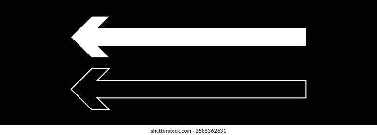 Long arrow. Black arrow pointing right. Black large arrow pointing right. Bold thine long arrow. Vector illustration .