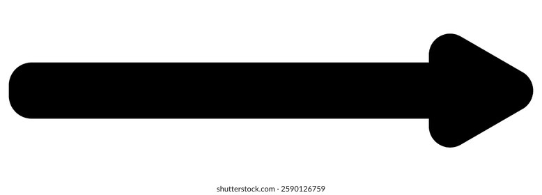 Long arrow. Black arrow pointing right. Black large arrow. Bold thine long arrow. Vector illustration.