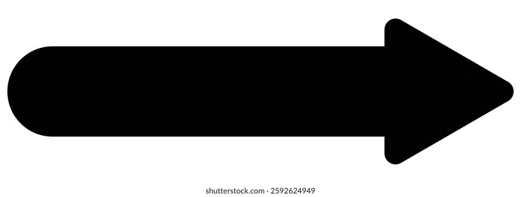 Long arrow. Black arrow pointing right. Black large arrow pointing right. Black width symbol isolated on white background. 