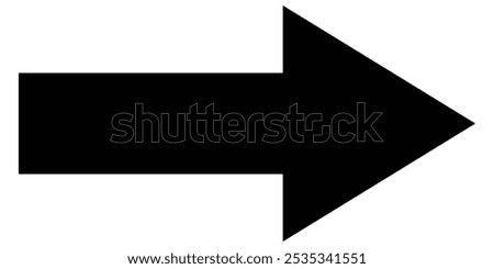 Long arrow. Black arrow pointing right. Black large arrow pointing right. Bold thine long arrow. Vector illustration.