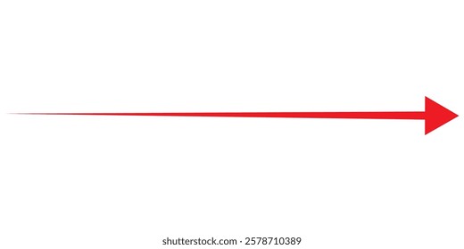 Long arrow. Black and Red arrow pointing Right and Left. Bold and Thine long arrow. Vector illustration.