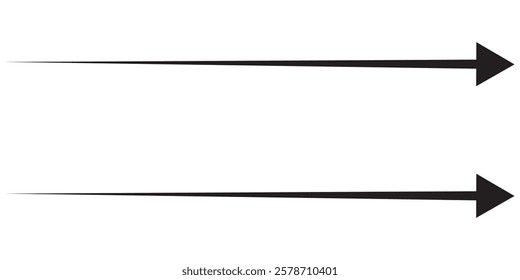 Long arrow. Black and Red arrow pointing Right and Left. Bold and Thine long arrow. Vector illustration.