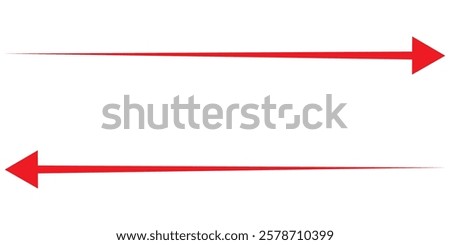 Long arrow. Black and Red arrow pointing Right and Left. Bold and Thine long arrow. Vector illustration.