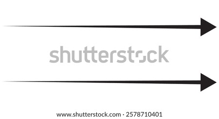 Long arrow. Black and Red arrow pointing Right and Left. Bold and Thine long arrow. Vector illustration.