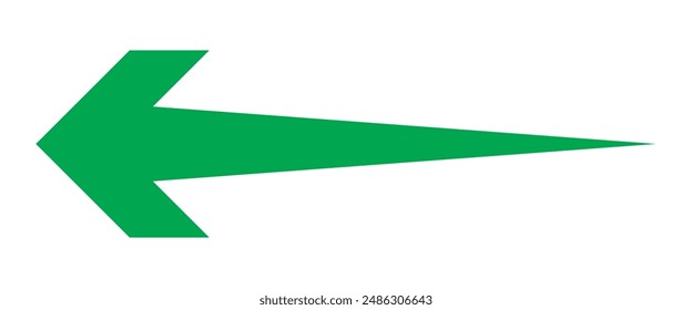 Long Arrow Design. Arrow Icon Style eps 10. Green long arrow isolated on white background.