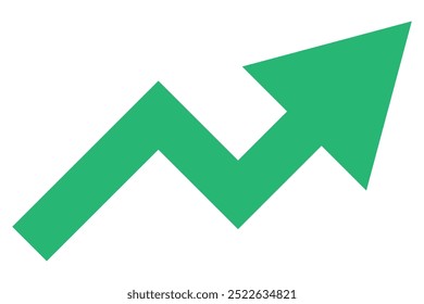   Langer Pfeil, der nach oben zeigt, auf Diagrammdiagrammleisten Symbol, Erfolgsgraph, der nach oben tendiert, flaches Design-Interface Infografik-Element für App ui ux Web-Button, Vektor einzeln auf weißem Hintergrund