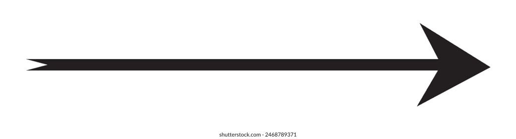  Icono de flecha larga. Flecha única Horizontal negra. Ilustración vectorial.