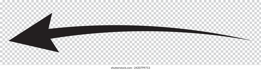 Long arrow icon. Black arrow pointing to the right. Black direction pointer. Black cursor, horizontal element, thick pointer vector icon isolated on white background. 555