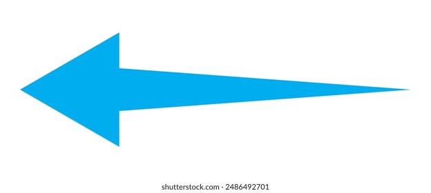 Icono de flecha larga. Flecha larga azul hacia la izquierda. Ilustración vectorial de flecha larga. eps 10