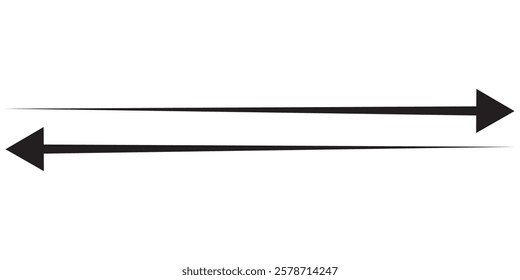 Long arrow icon isolated. Long arrow vector, icon. Red, Black and Blue horizontal arrow. Right and Left long arrow vector icon.
