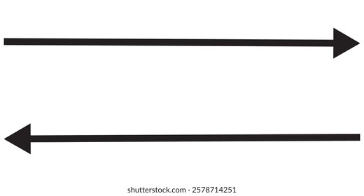Long arrow icon isolated. Long arrow vector, icon. Red, Black and Blue horizontal arrow. Right and Left long arrow vector icon.