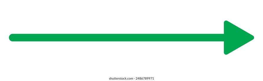 Long arrow icon. Arrow pointing to the right. Vector trendy long arrow. Green long arrow in flat style vector icon isolated on white background. 