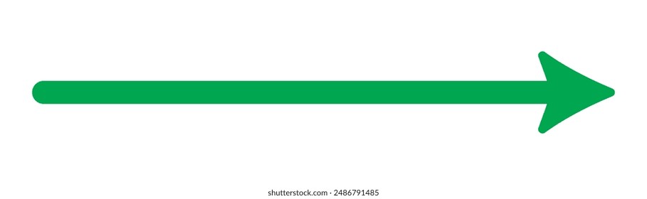 Long arrow icon. Arrow pointing to the right. Vector trendy long arrow. Green long arrow in flat style vector icon isolated on white background.