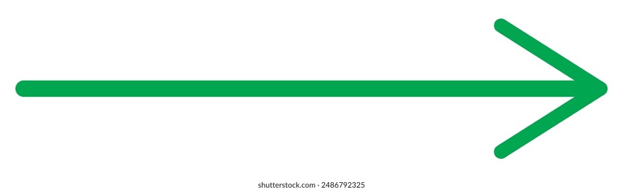 Long arrow icon. Arrow pointing to the right. Vector trendy long arrow. Green long arrow in flat style vector icon isolated on white background. Vector illustration.