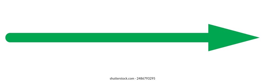 Long arrow icon. Arrow pointing to the right. Vector trendy long arrow. Green long arrow in flat style vector icon isolated on white background.