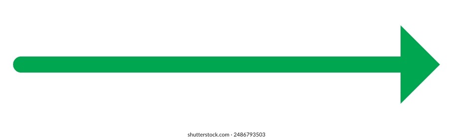 Long arrow icon. Arrow pointing to the right. Vector trendy long arrow. Green long arrow in flat style vector icon isolated on white background.