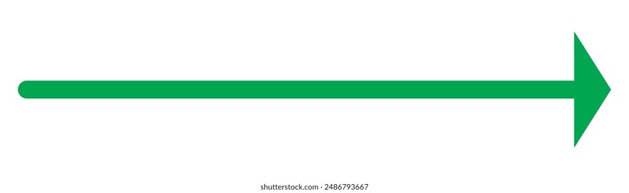 Long arrow icon. Arrow pointing to the right. Vector trendy long arrow. Green long arrow in flat style vector icon isolated on white background.