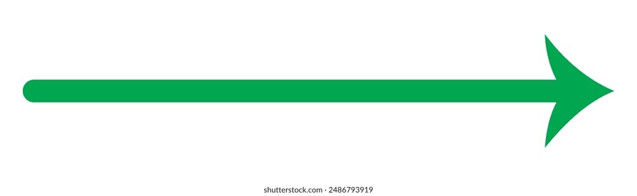 Long arrow icon. Arrow pointing to the right. Vector trendy long arrow. Green long arrow in flat style vector icon isolated on white background.