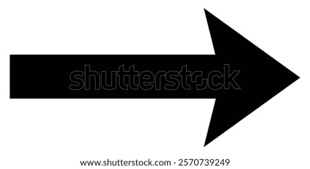 Long arrow icon pointing right in minimalist flat design. Simple long arrow icon in black and white vector style. Long arrow symbol.