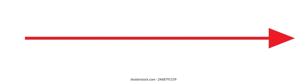 Roter Horizontaler Einzelpfeil. Langes Pfeilsymbol .  Vektorillustration.