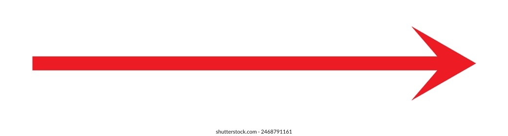 Flecha Horizontal roja. Icono de flecha larga .  Ilustración vectorial.