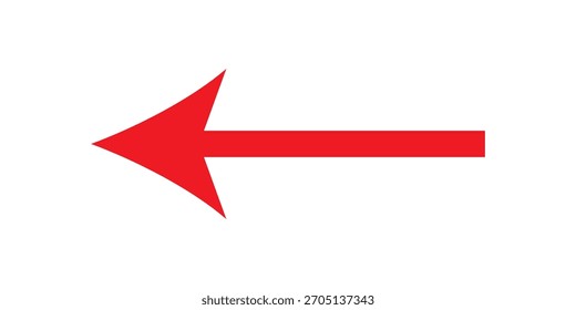 Icono de flecha larga. Vector de flecha larga roja. símbolo de flecha de estilo plano. ROJO de una flecha sobre un fondo blanco. Ilustración vectorial.