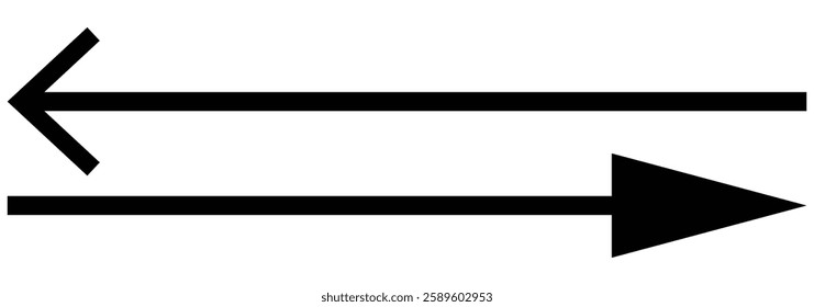 Long arrow icon set. Black arrow pointing. Black large arrow. Bold thine long arrow icon. Vector illustration. eps 888.