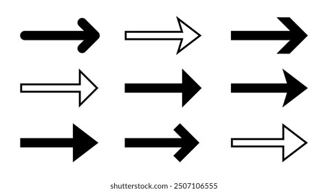 Long arrow icon set in generic style. Arrows direction sign symbol