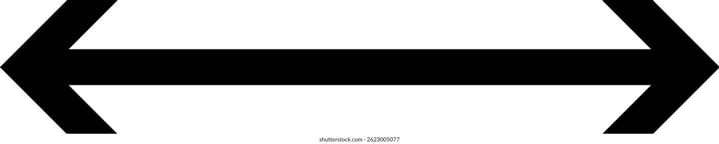 long arrow icon set. Horizontal double side.  presentation and education. Straight long arrows
