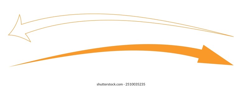 Long arrow icon set. Arrow vector in curve flat style. Arrow vector.