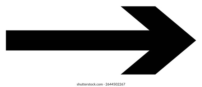 Icono de flecha larga. Icono de Vector de flecha larga. Flecha larga Horizontal negra. Icono de Vector de flecha larga recta