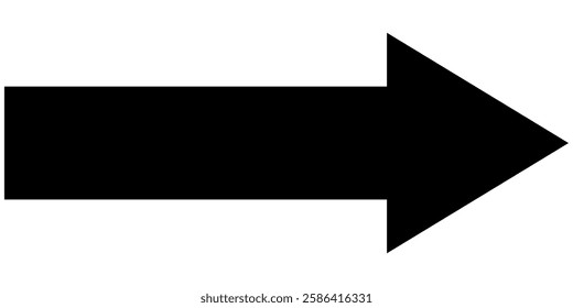  Long arrow icon vector illustration. Black large Bold long arrow icon. Black long arrow isolated on a white background. Long black arrow pointion right.