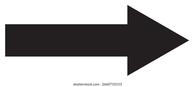 Icono de flecha larga. Flecha de Vector sobre fondo blanco. Flecha larga en estilo moderno. Icono de Vector de flechas largas planas. Ilustración vectorial del punto de dirección. Signo de flecha larga y símbolo