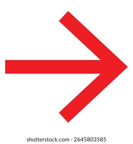 Long arrow icon. Long arrow vector icon. Red horizontal long arrow. Straight long arrow vector icon on white background