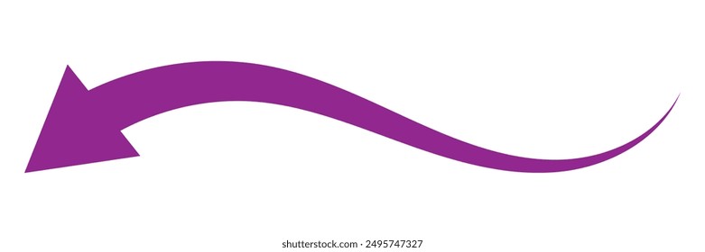 Long arrow icon vector, silhouette. Violet long Arrow vector. Arrow pointing. Vector set of trendy long arrows left and right in flat style. Vector illustration.