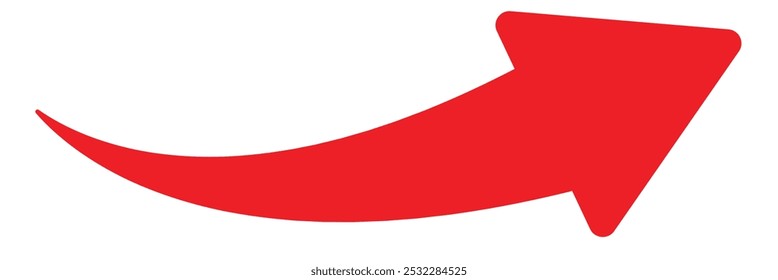Long arrow icon vector, silhouette. Red long arrow vector. Vector trendy long arrow left to right in flat style. Red long arrow vector illustration isolated on white background.