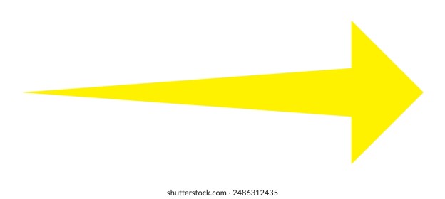 Long arrow icon. Yellow long arrow pointing right. Long arrow illustration.