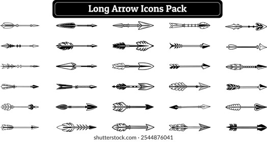 Long Arrow Icons Pack, Silhouette Design