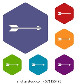 Long arrow icons set rhombus in different colors isolated on white background