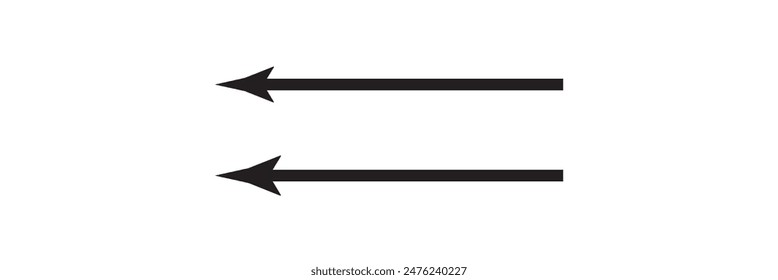 Long Arrow Left Icon.Long arrow icon. black horizontal  arrow. Vector illustration.Two arrows to the right icon. 