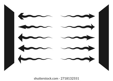 Seta longa para os lados esquerdo e direito. Ícone de seta longa e reta. Ilustração gráfica para símbolos de direção. Seta longa de dois lados isolada no plano de fundo branco