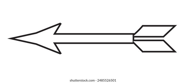 Long arrow linear vector design. Black outline horizontal arrow pointing to the left. 10 eps.