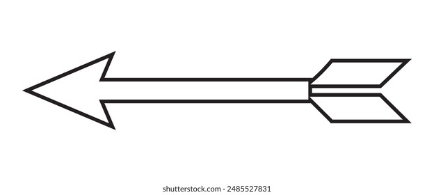 Long arrow linear vector icon symbol. Black outline horizontal left pointing arrow isolated on white background. EPS 10
