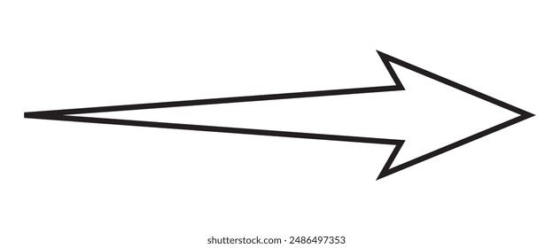 Long arrow outline pointing to the right. Long arrow vector icon on white background. simple illustration.