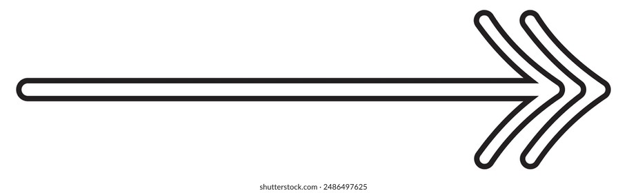 Long arrow outline pointing to the right. Long arrow vector icon on white background. simple long arrow for your website, app, UI.