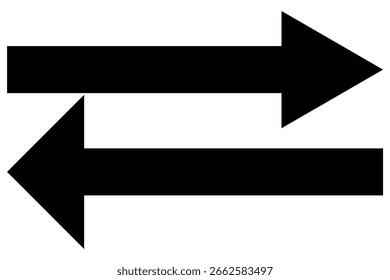 Seta longa. seta apontando para a direita e para a esquerda. Seta grande preta apontando para a direita e para a esquerda. Negrito a seta longa sobre fundo transparente.