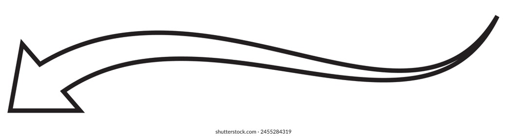 Long Arrow pointing with stroke line. Long arrow icon vector. Vector set of trendy long arrow in 3D style. Blue arrows vector illustration.