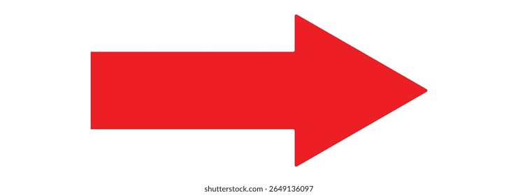 Long arrow. Red arrow pointing left. Thin long arrow vector icon. a solid long arrow pointing , on a white background.