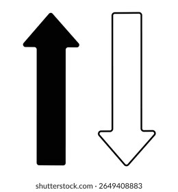 long arrow set, fill and stock color arrow set, black arrow, Eps-10.
