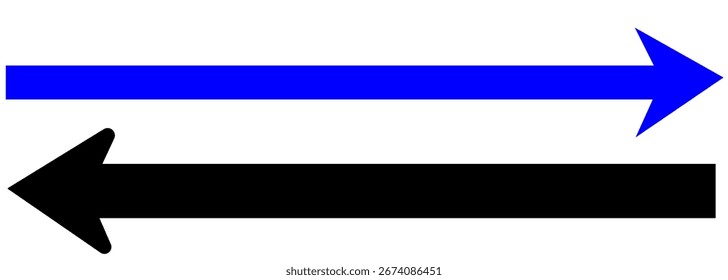 Long arrow vector with blue and black color.